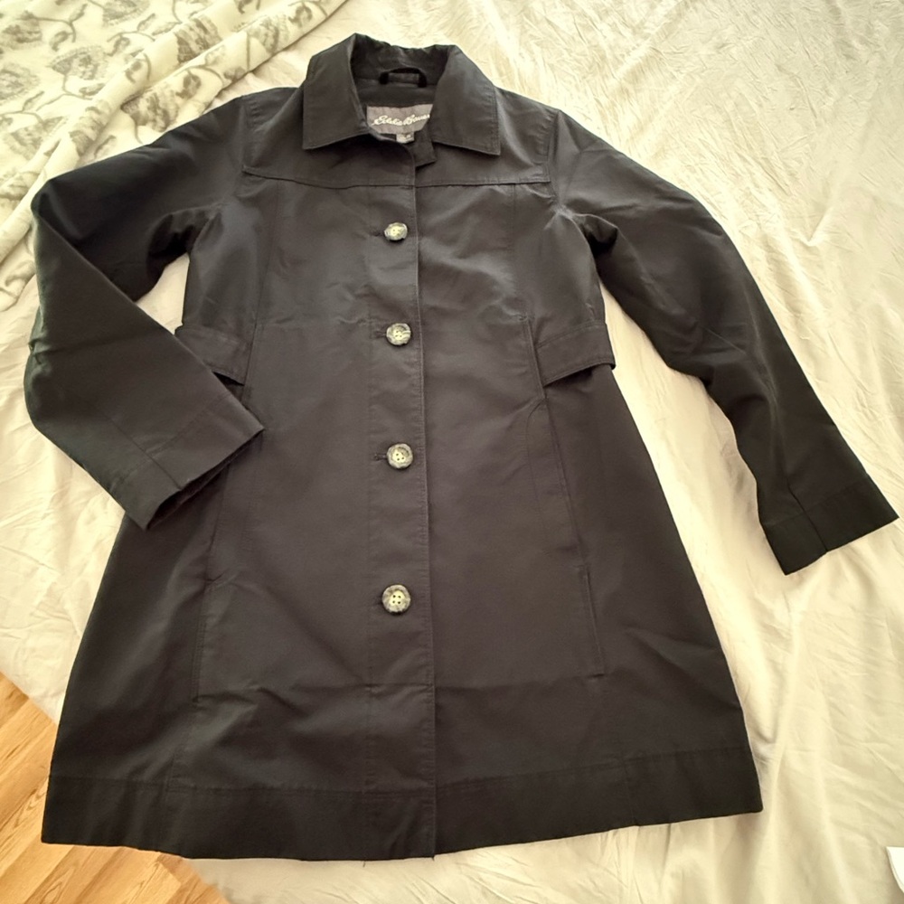 Eddie Bauer Black Weatherproof Trench Coat